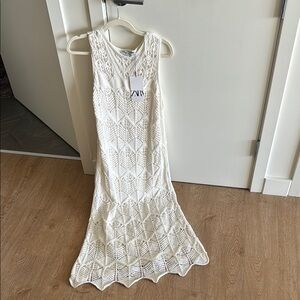 Zara White Crochet Dress